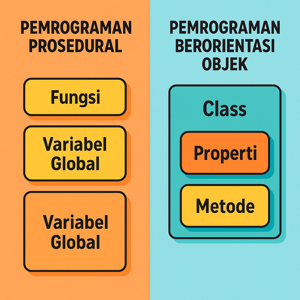 Gambar 1 Perbandingan Pemrograman Prosedural vs OOP